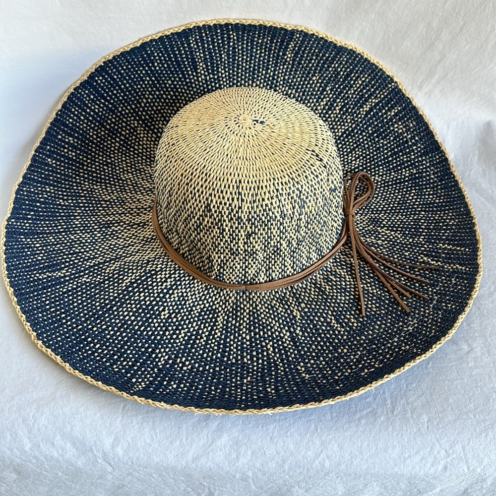 Pookie & Sebastian navy and beige round crown hat - Picture 2 of 6